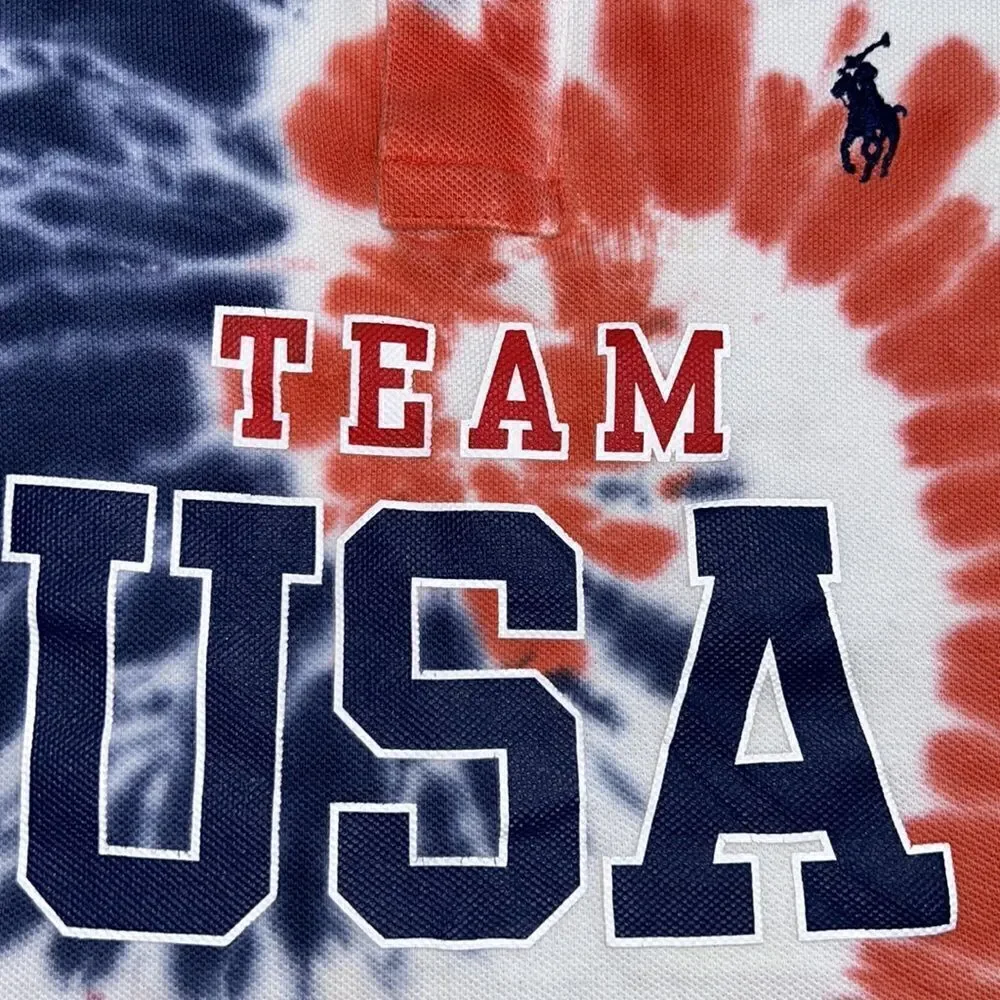 Team USA 🇺🇸 Tie Dye Classic Crew Polo Shirt by Ralph Lauren 2020 Limited Ed.